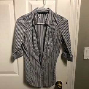 Zara basics striped button down shirt